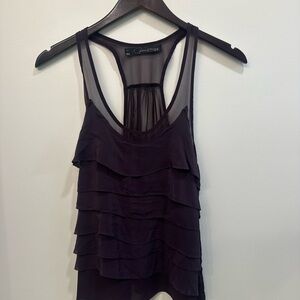 Patterson J. Kincaid Layered Ruffle Tank Top in Deep Plum